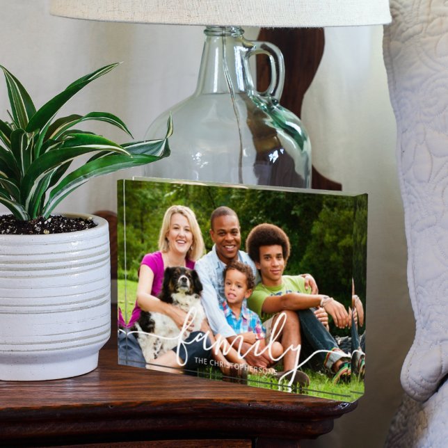 FAMILY Modern White Script Overlay Photo Name (Creator Uploaded)