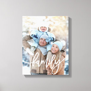 Family   Modern White Typography with your Photo Canvas Print