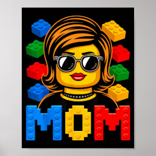 Family mom master builder building bricks blocks poster