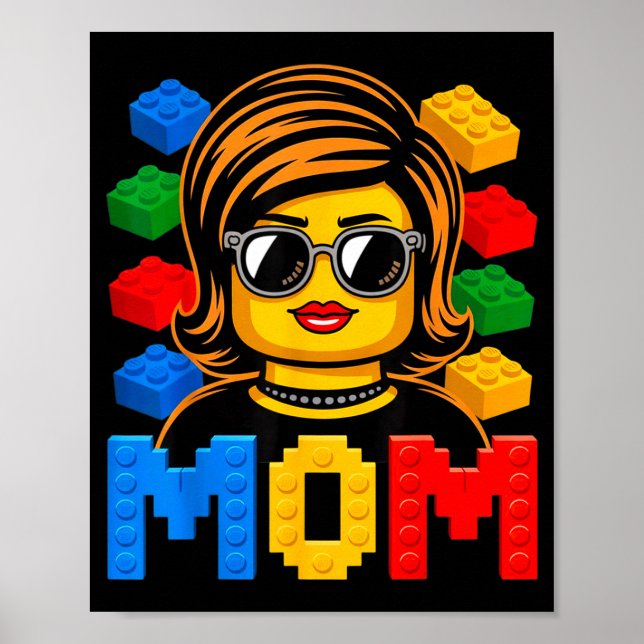 Family mom master builder building bricks blocks poster (Front)