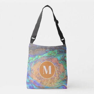 Family Monogram Abalone Shell Mosaic Pattern Crossbody Bag