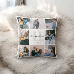 Family Monogram Calligraphy 16 Photo Throw Pillow<br><div class="desc">Pillow with family monogram and name features 16 photo.</div>