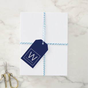 Family Monogram Couple Names blue   Gift Tags