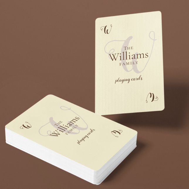 Family Monogram Elegant Cream Playing Cards (Creator Uploaded)