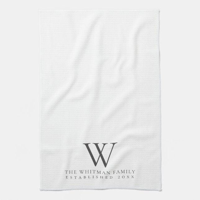 Family Monogram Elegant Kitchen Tea Towel (Vertical)