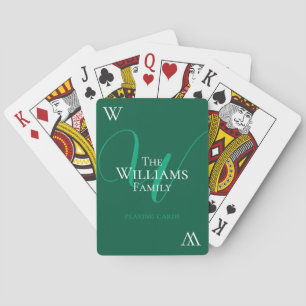 Family Monogram Green Colour Playing Cards