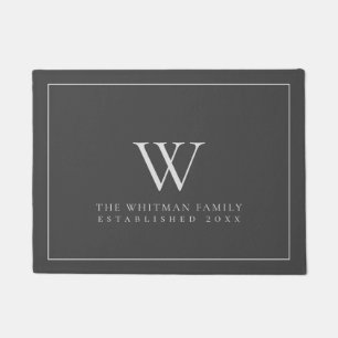 Family Monogram Modern Charcoal Grey Doormat
