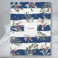 Family Monogram Modern Chic Winter Botanicals