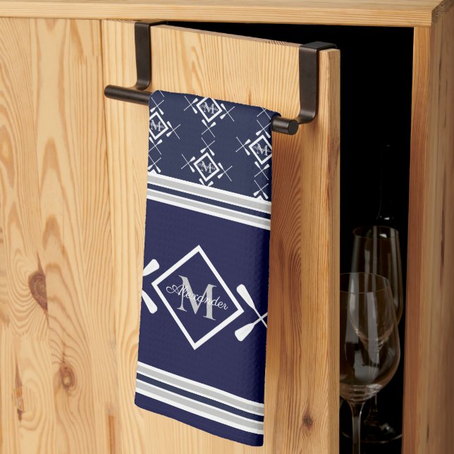 Family Monogram Nautical Boating Tea Towel (Thirds Fold)