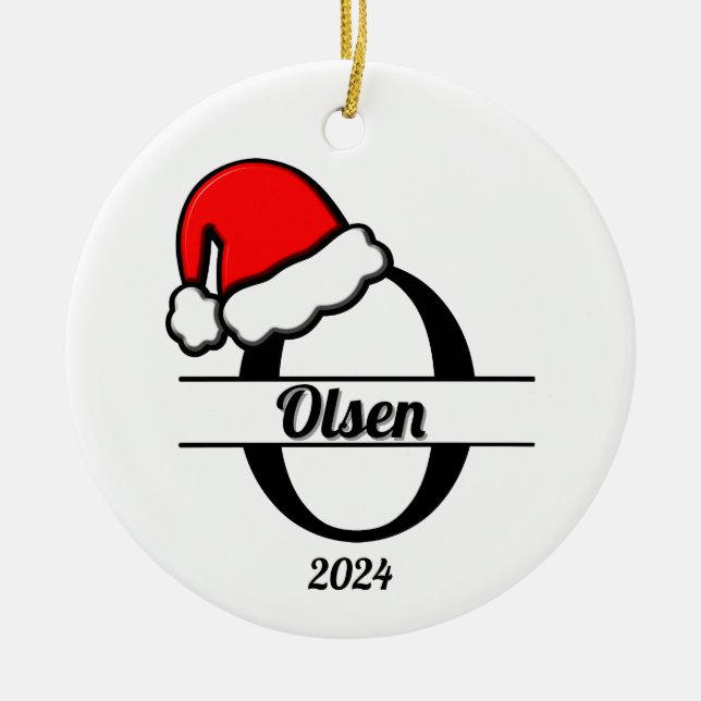 Family Monogram O | Double Sided Ceramic Ornament (Front)
