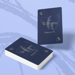 Family Monogram on Dark-Blue Playing Cards
