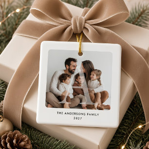 Family Monogram Personalised Photo Christmas Ceramic Ornament