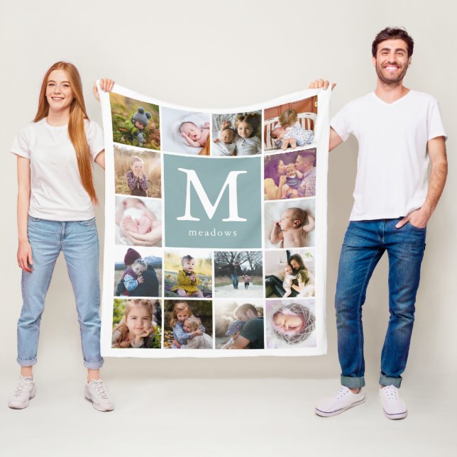 Family Monogram Photo Fleece Blanket (In Situ)