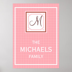 Family Monogram Poster - Pink Check