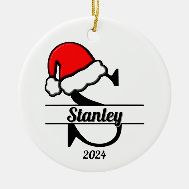 Family Monogram S | Double Sided Ceramic Ornament (Front)