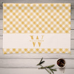 Family Monogram Sunny Yellow Plaid Chic Farmhouse Tea Towel<br><div class="desc">Modern,  rustic chic monogrammed kitchen towels feature a sunny yellow gingham plaid pattern,  with a white band bearing your custom family name and monogram.</div>