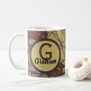 Family Monogram Yellow Marble Pattern Initial Coffee Mug