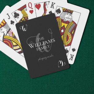 Family monogrammed black playing cards