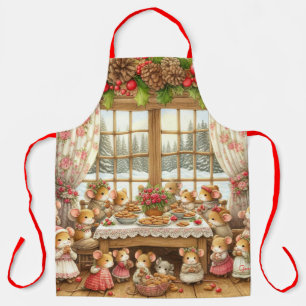 Family mouses at Christmas Apron