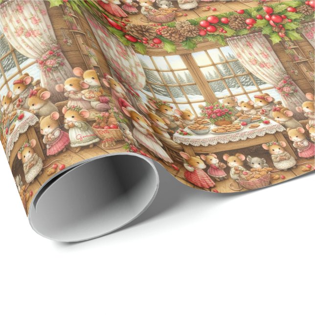 Family mouses at Christmas Wrapping Paper (Roll Corner)