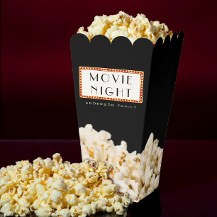 Family Movie Night Theatre Marquee Sign Popcorn Favour Box