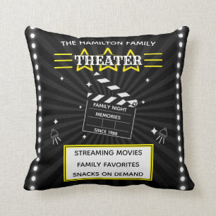 Family Movie Theatre Any Name Casting Theme Cushion