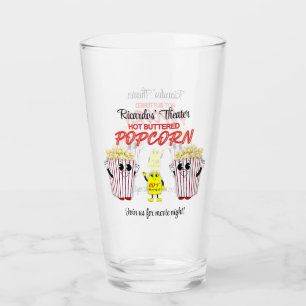 Family Movie Theatre Fun Popcorn Mascots Pint Beer Glass