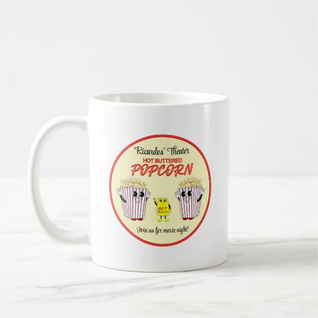 Family Movie Theatre with Hot Buttered Popcorn  Coffee Mug (Left)