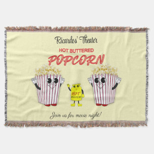 Family Movie Theatre with Hot Buttered Popcorn  Throw Blanket