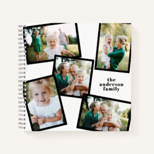 Family multi photo black and white modern simple notebook