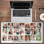 Family Multi Photo Collage  Desk Mat<br><div class="desc">Modern Minimalist Simple Multi Photo Collage Name Desk Mat - Over 20 Family Photos - Black & White or Choose your colours</div>