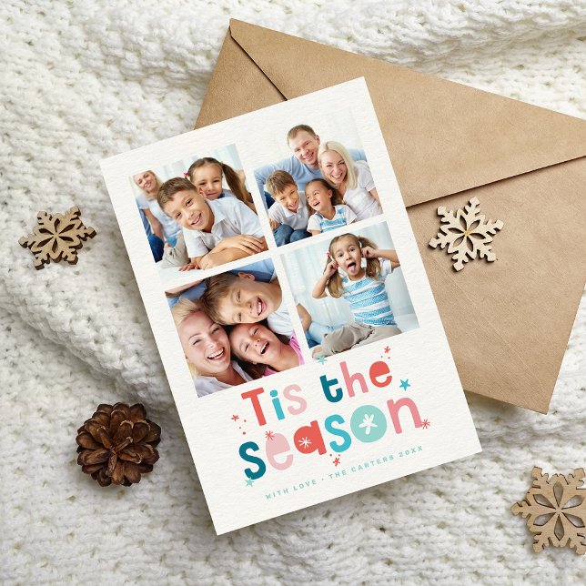 FAMILY MULTI PHOTO fun colourful Tis the Season  Announcement (Creator Uploaded)