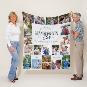 Family Multi Photo Grandparents Club Fun Lifestyle Fleece Blanket
