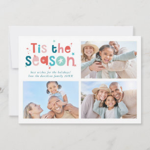 FAMILY MULTI PHOTO modern cute fun typography Holiday Card
