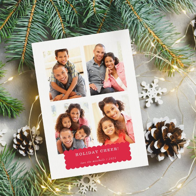 FAMILY MULTI PHOTO modern minimal simple banner Holiday Card (Creator Uploaded)