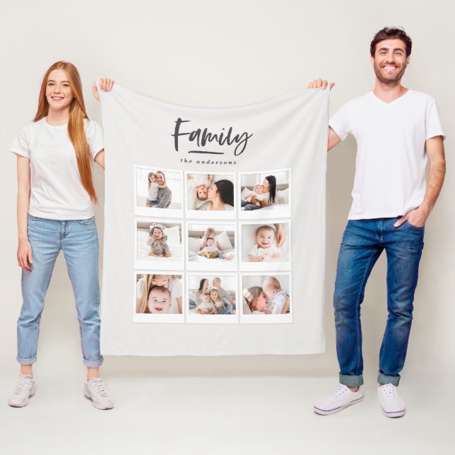 family multi photo photograph print fleece blanket (In Situ)