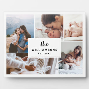 Family Multiple Photo Collage Established White Plaque