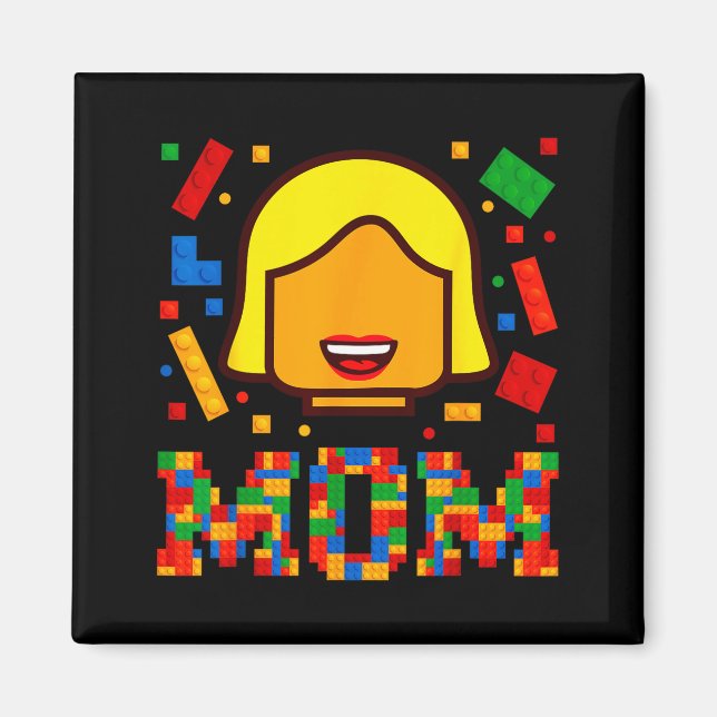Family mum master builder building bricks blocksFa Magnet (Front)