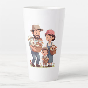 Family Mushroom Picking Together Latte Mug