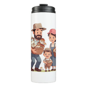 Family Mushroom Picking Together Thermal Tumbler
