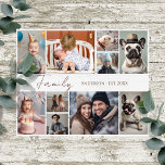 Family Name 10 Multiple Photo  Faux Canvas Print<br><div class="desc">Such a fun way to show off some family photos! This puzzle offers a 10 photo collage option. Trendy script font with the saying "Family". Easy to use template. Just upload 10 of your favourite photos.</div>