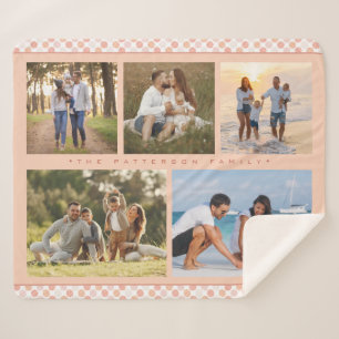 Family Name 5 Photo Collage Pink Girly Modern Sherpa Blanket