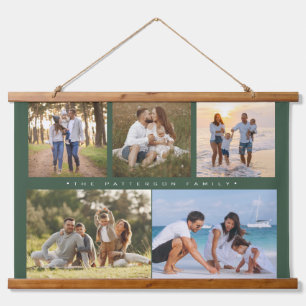 Family Name 5 Photo Collage Simple Modern Hanging Tapestry