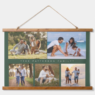 Family Name 5 Photo Collage Simple Modern Hanging Tapestry