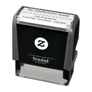 Family Name + Address + Triangles Rubber Stamp