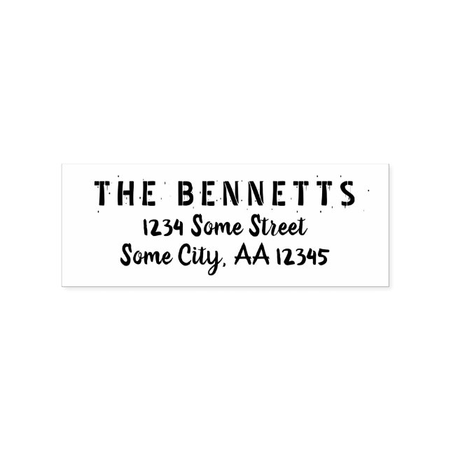 Family Name and Address Modern Script Rubber Stamp (Imprint)