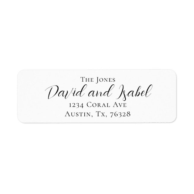 Family Name and Couple Names Return Address Label (Front)