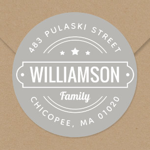 Family Name Badge Round Return Address Label