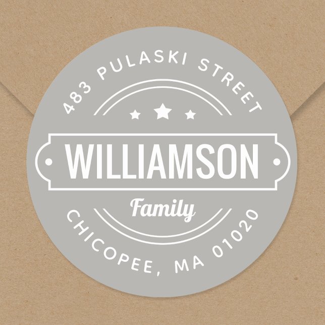 Family Name Badge Round Return Address Label (Creator Uploaded)