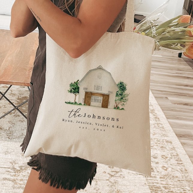 Family Name Beach Bag Farmhouse Barn Est Year (Creator Uploaded)